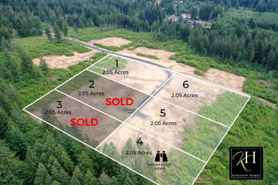 Aerial view of 2.05 acre lots surrounded by forest