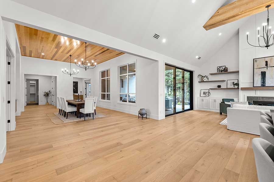 Expansive great room of modern custom home by Kingston Homes